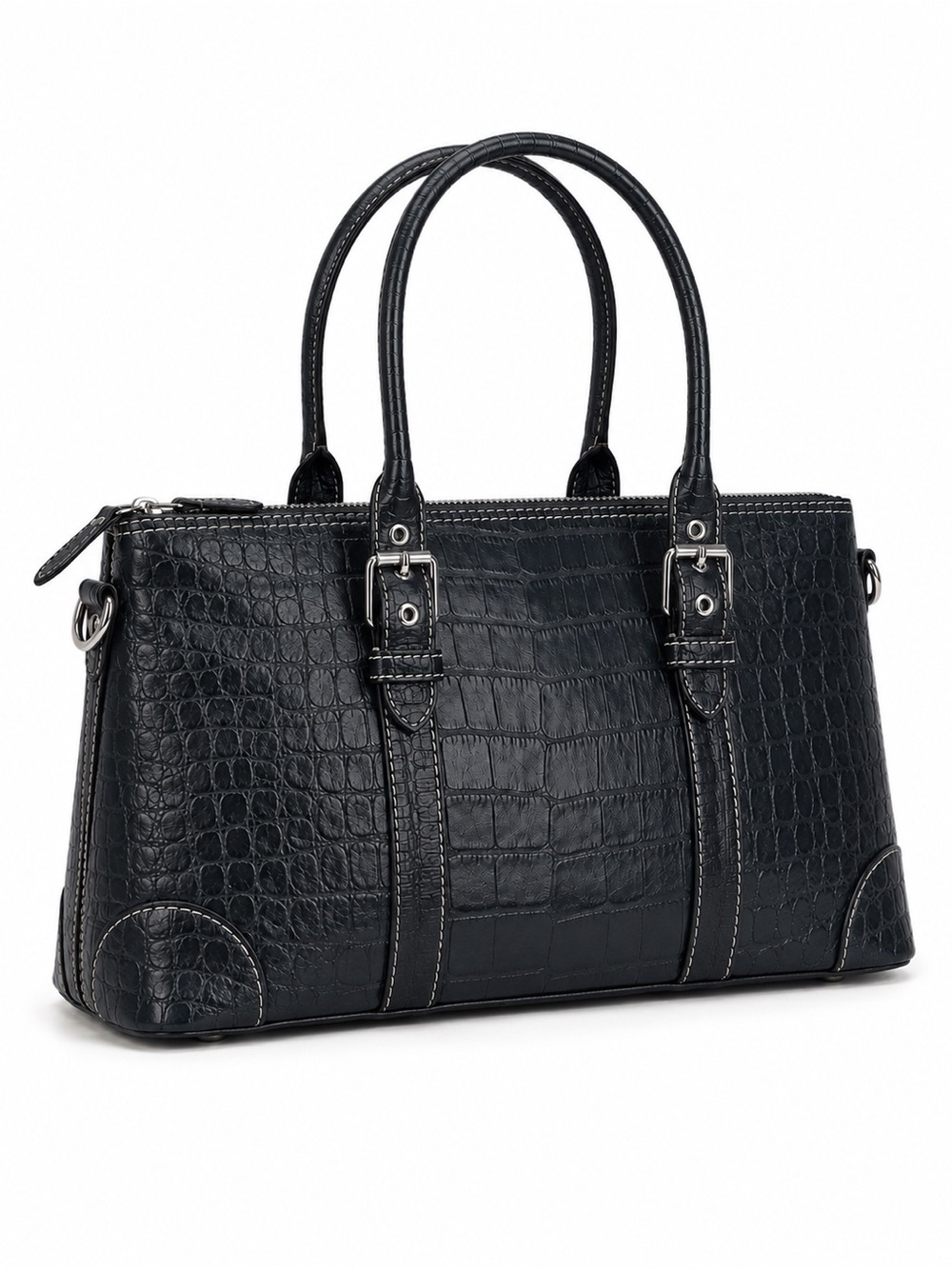 Dooney & Bourke Croco Embossed All Weather Leather Satchel Dark Green USA VTG